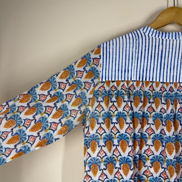 Roller Rabbit Block Print Serafina Tunic Fringe Womens Size M Swim Cover Dress - Picture 9 of 11